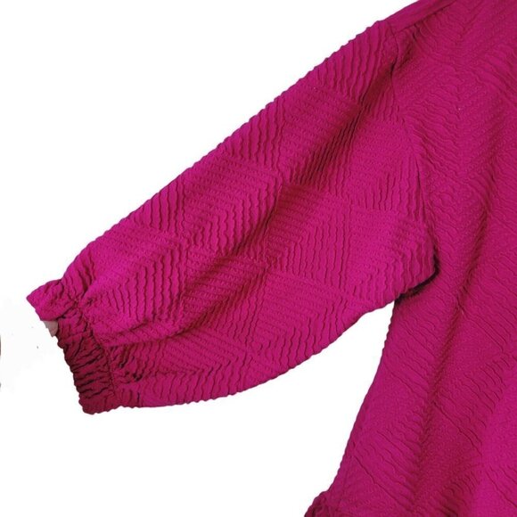 Maeve by Anthroplogie Small Mikayla Pink Peplum Top Textured Bright 3/4 Sleeve - Picture 3 of 10